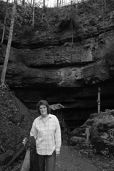 Janie Morgan at the entrance to Organ Cave