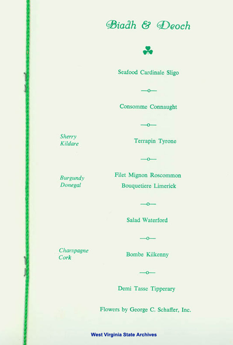 Program from the Forty-Eight Annual Banquet of the Society of The Friendly Sons of St. Patrick of Washington, D.C., 1976. (Ms2017-016)