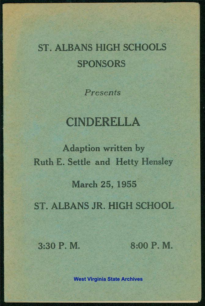 Program, Cinderella, St. Albans High School, 1955. (Ms2009-008)