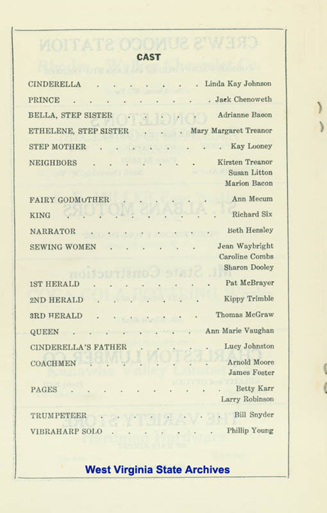 Program, Cinderella, St. Albans High School, 1955. (Ms2009-008)