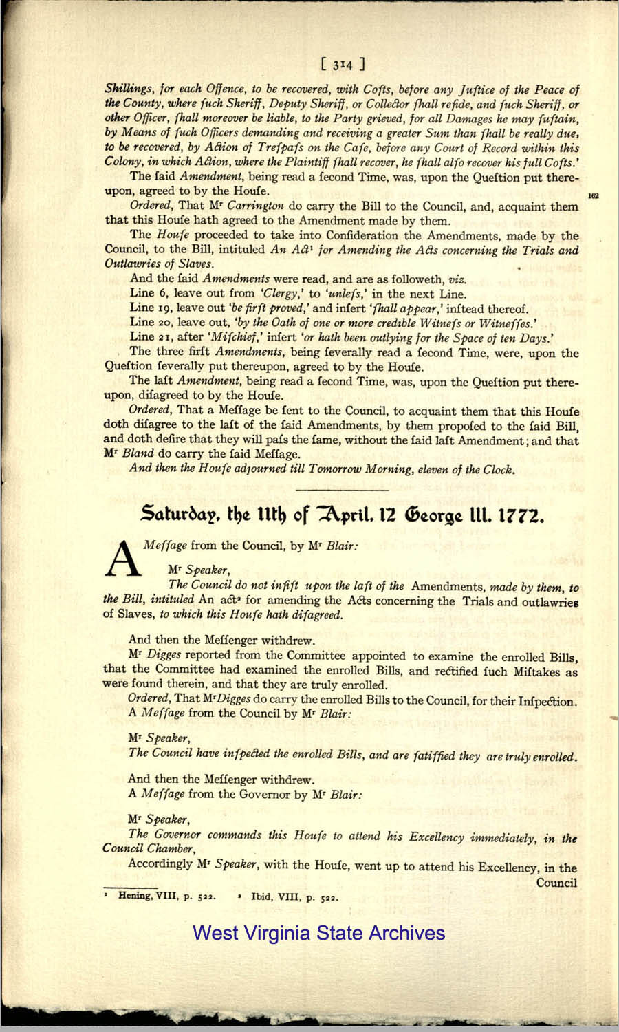 Journal of the House of Burgesses, 1772. (State docs, VAZ1.a.1772)