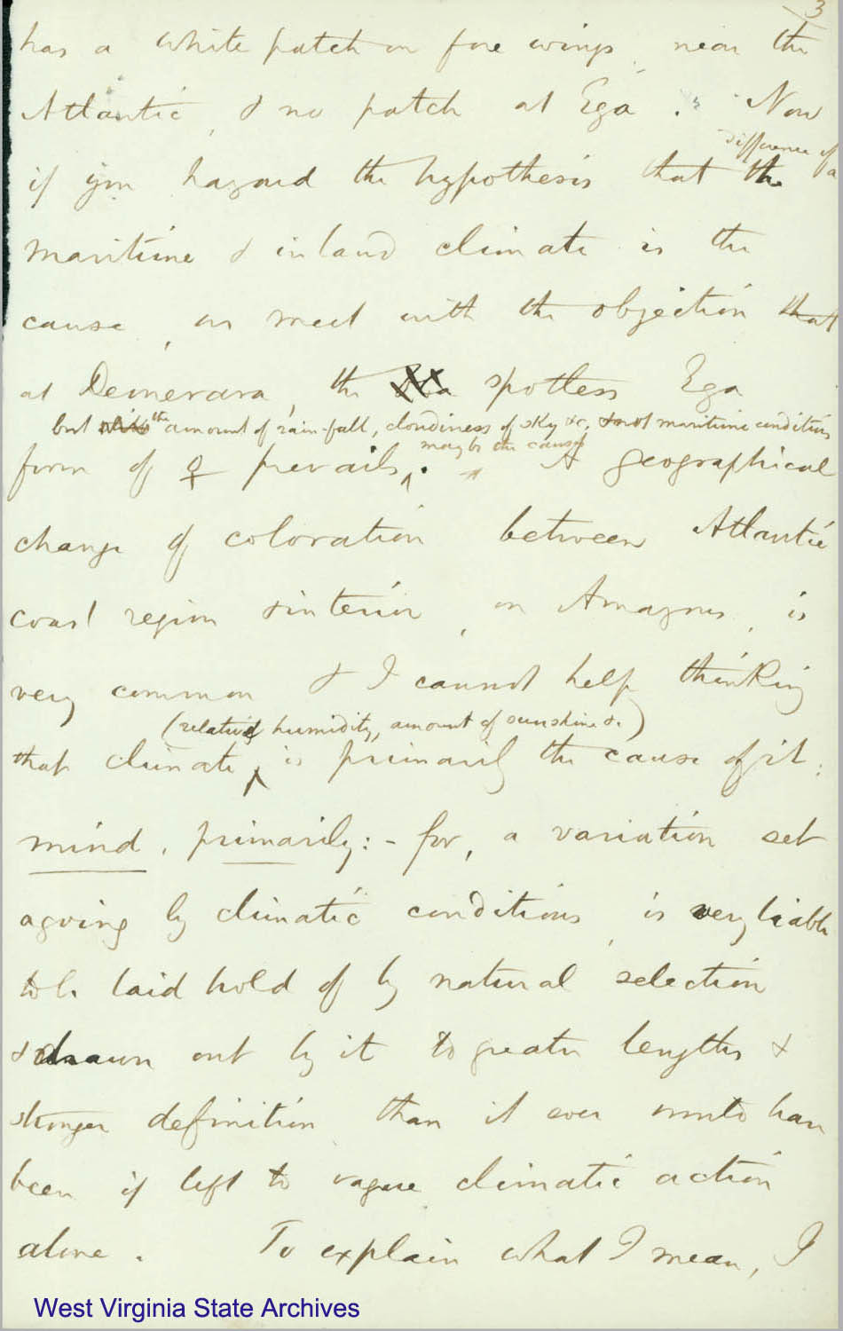 Correspondence from Henry Wallace Bates to William Henry Edwards, regarding entomology, 1877. (Ms79-2)