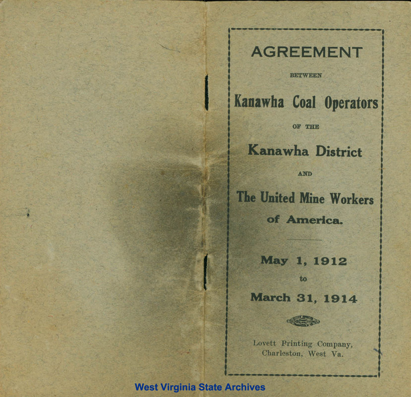 Agreement, Kanawha Coal Operators and UMW, 1912-1914. (Ms97-24)