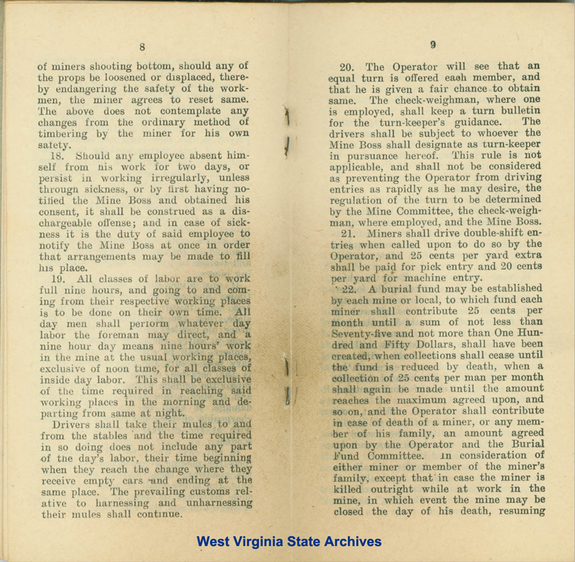 Agreement, Kanawha Coal Operators and UMW, 1912-1914. (Ms97-24)