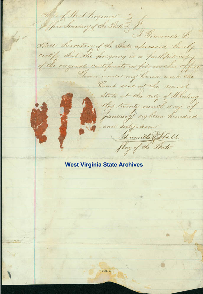 Proclamation of Gov. Pierpont to Gov. Boreman announcing Berkeley County vote to join West Virginia held May 28, 1863. (Ms79-244)