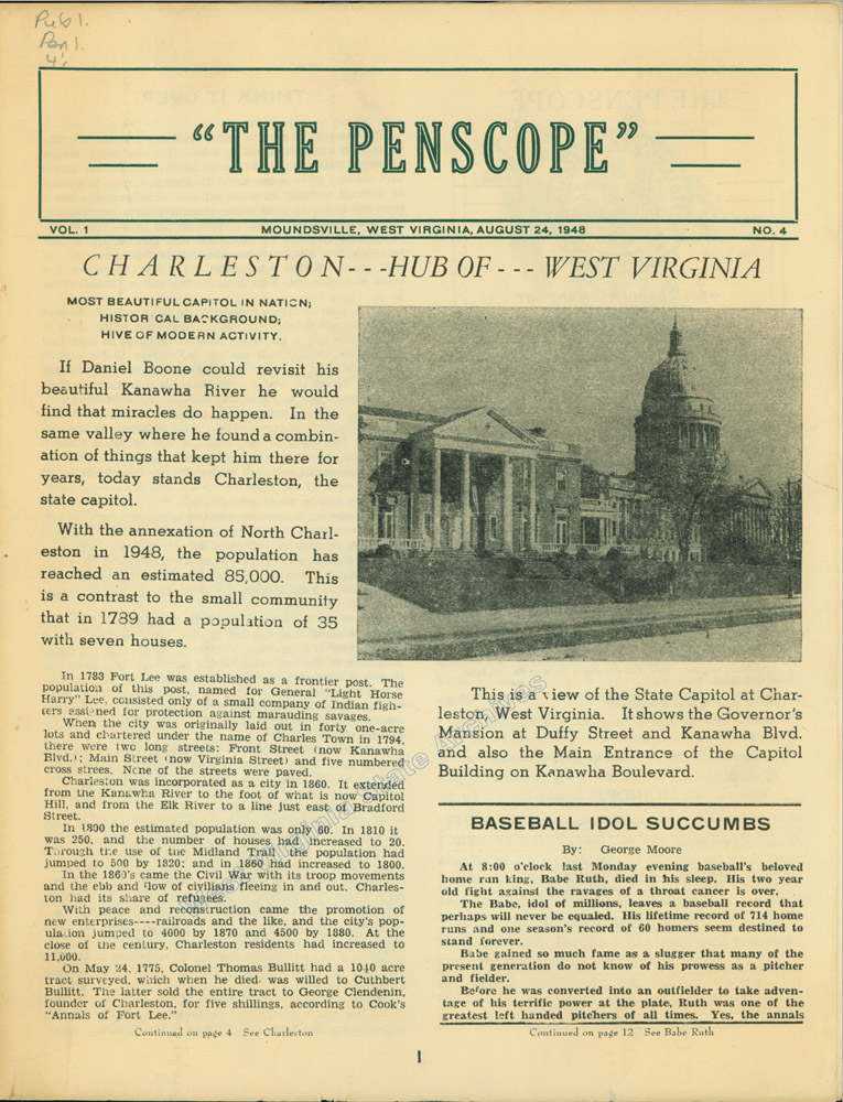 The Penscope bi-monthly newsletter published by and for the men of the West Virginia Penitentiary, 1928. (Pub 1.Pen 1.4)