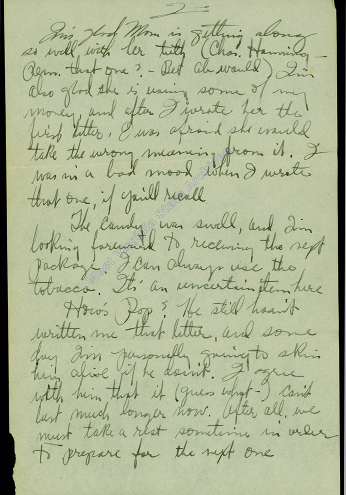 Letter written from Somewhere in Italy by Roy Edwin Kessel while serving in the 106th Station Hospital, 1944. (Ms2007-004)