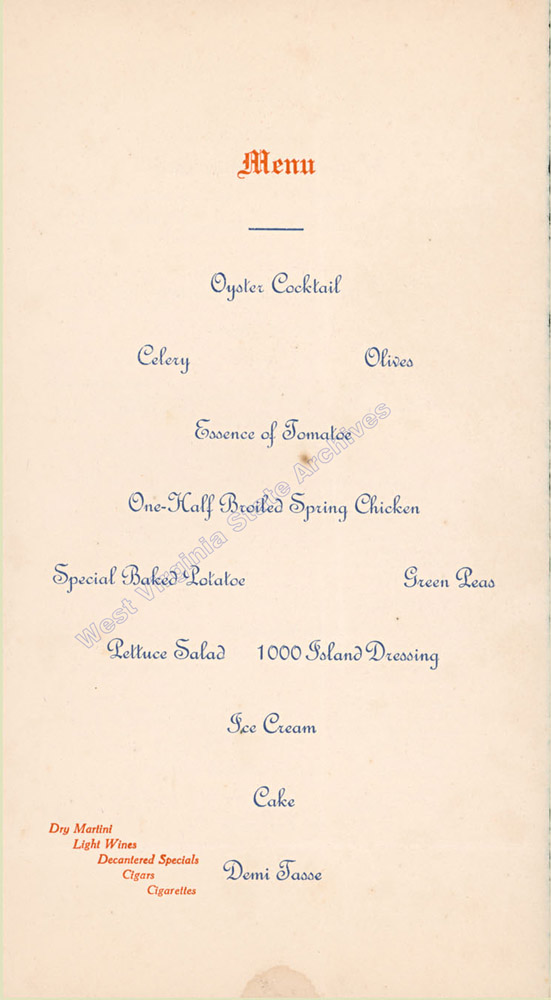 First Brigade, 12th Provisional Division, banquet program, 1916. (Ms2018-005)