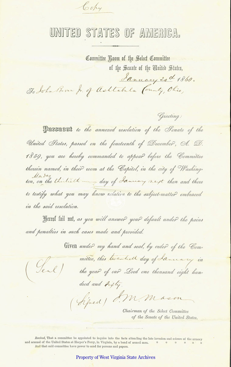 Summons for John Brown Jr.