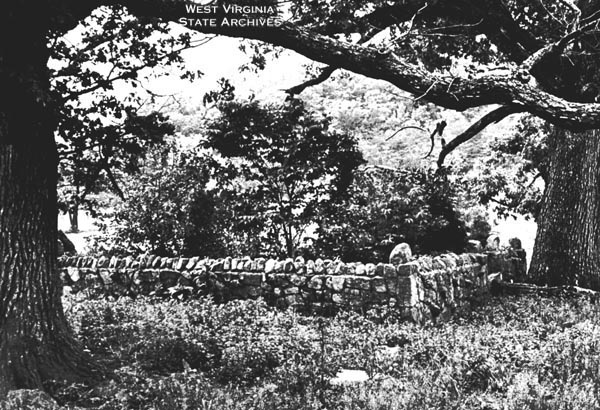 Stone fence enclosing common grave of victims of the Fort Seybert
Massacre