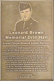 Plaque at the Armed Forces Reserve Center, Fairmont, WV. Courtesy of Jessica Batten