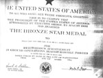 Bronze Star certificate