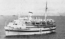 The U.S. Navy hospital ship USS <i>Solace</i> (AH-5) at anchor. U.S. Navy photo