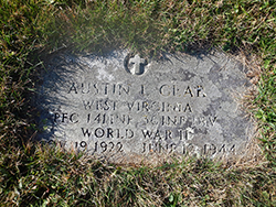 Military headstone for Pfc. Austin L. Gear, Old Brick Church Cemetery, Huttonsville. Courtesy Cynthia Mullens