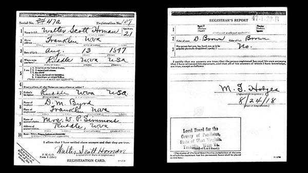 Homan Draft Registration Card