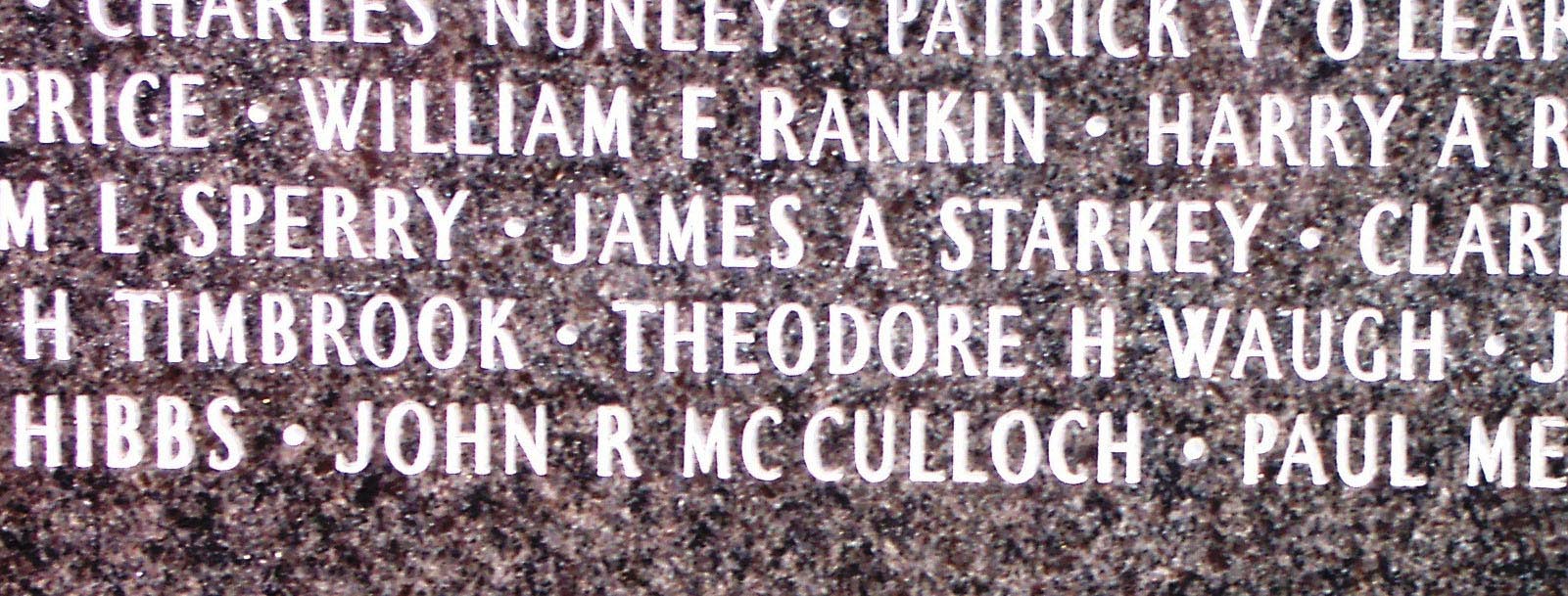 Names on Veterans Memorial