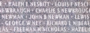 Names on Veterans Memorial