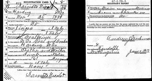 White Draft Registration Card