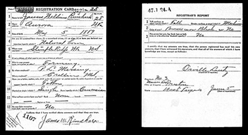 Rinehart Draft Registration Card