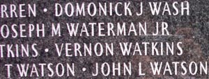 Names on Veterans Memorial